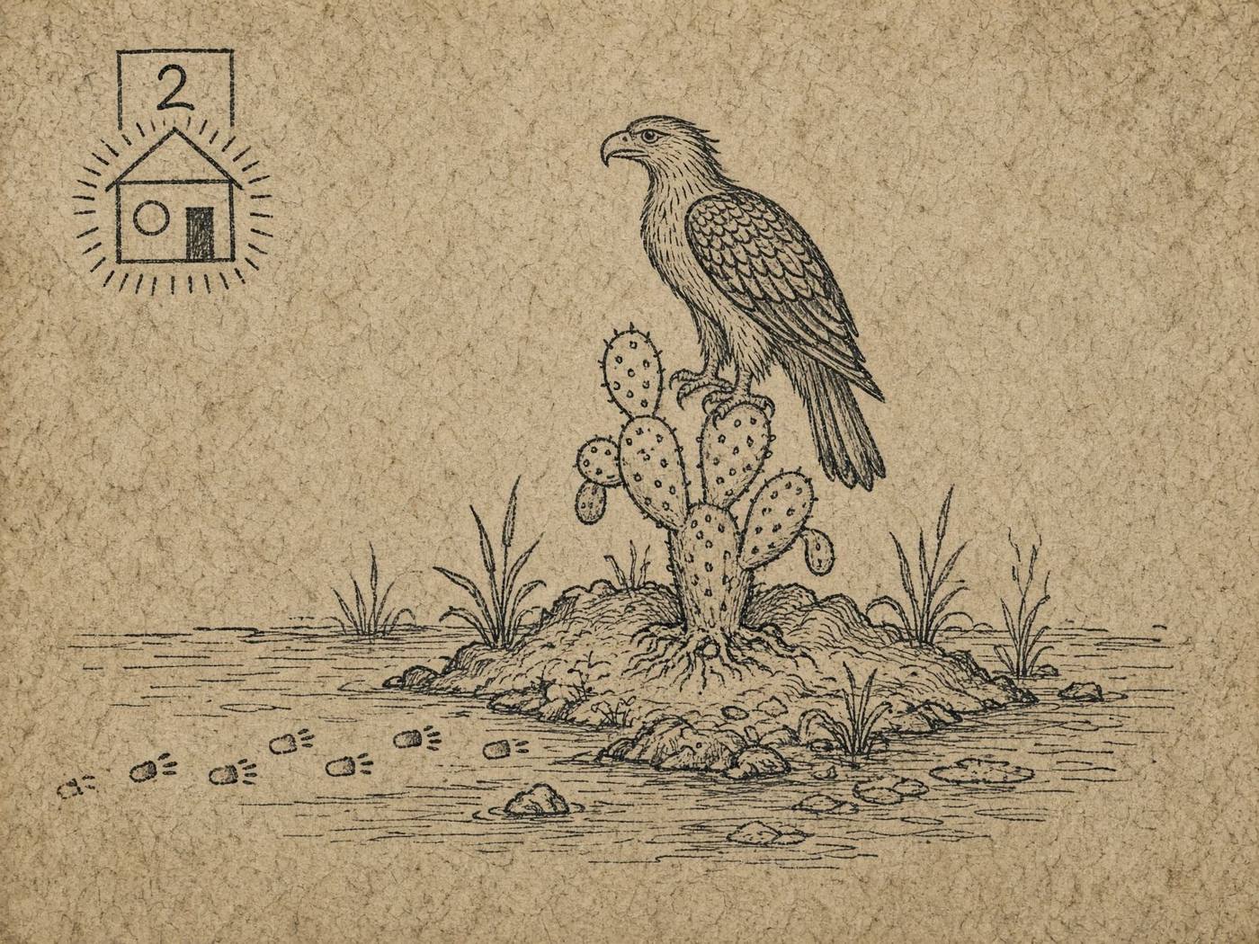 Eagle omen, house drawing after the books