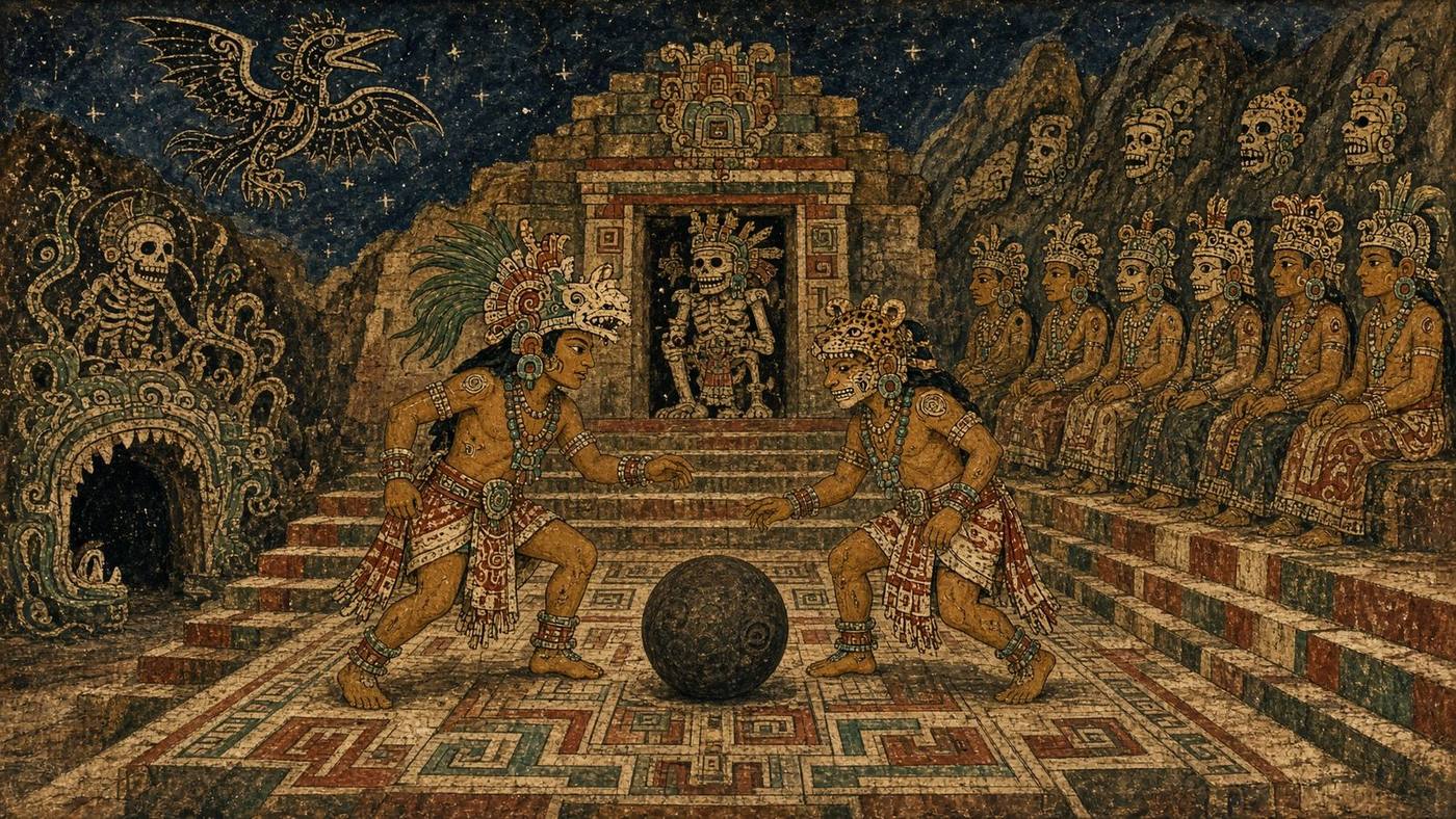 Hero Twins at the ballcourt of Xibalba