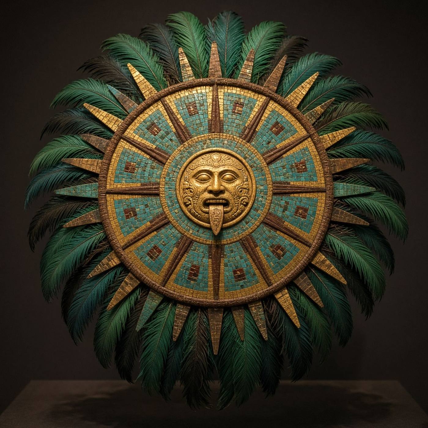 Sun chimalli with the face of Tonatiuh