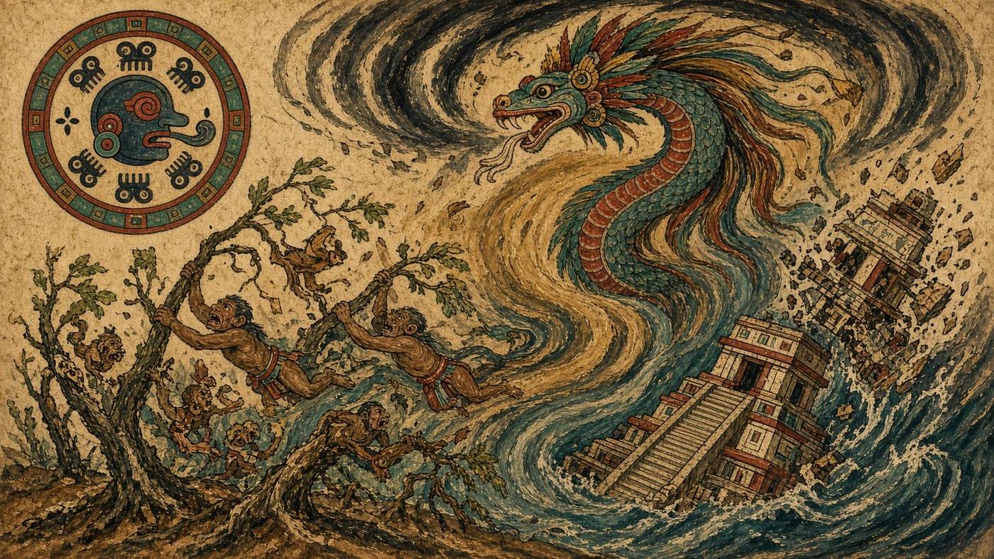 Second Sun, hurricane, people become monkeys