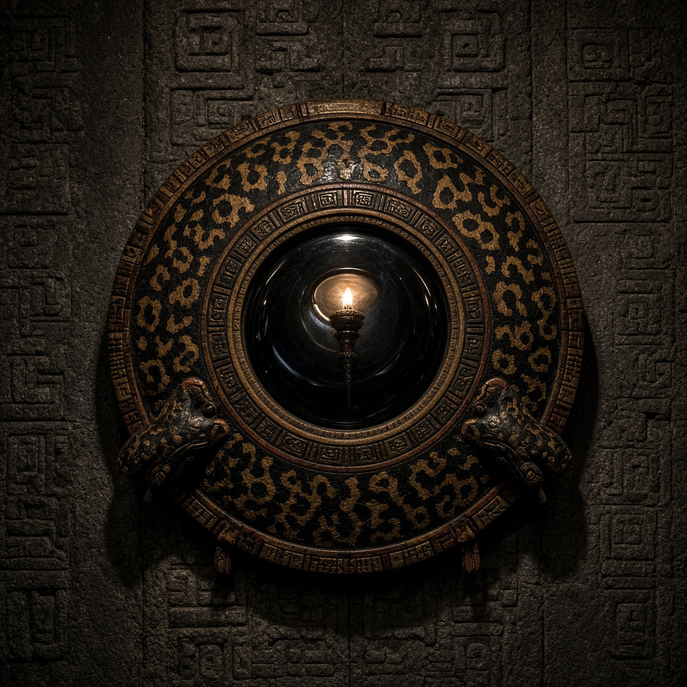 Smoking-mirror jaguar shield