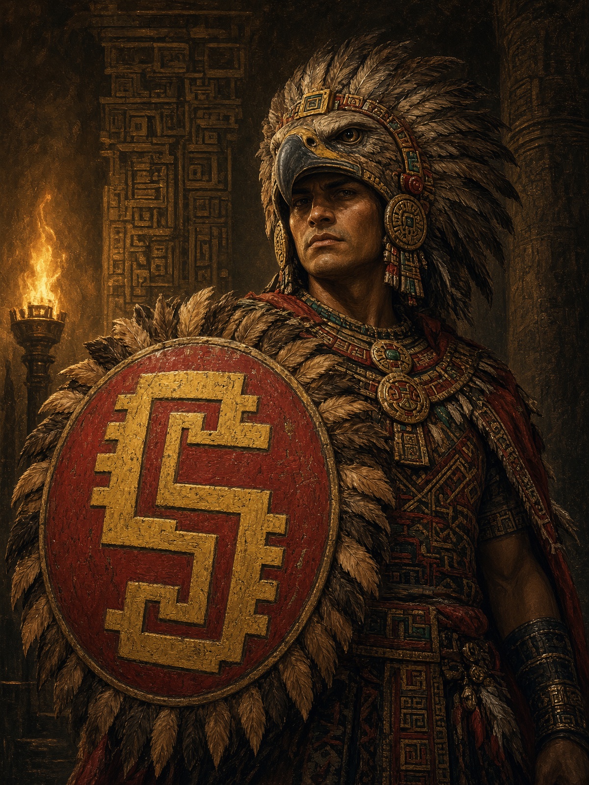 Eagle warrior shields — warrior with chimalli